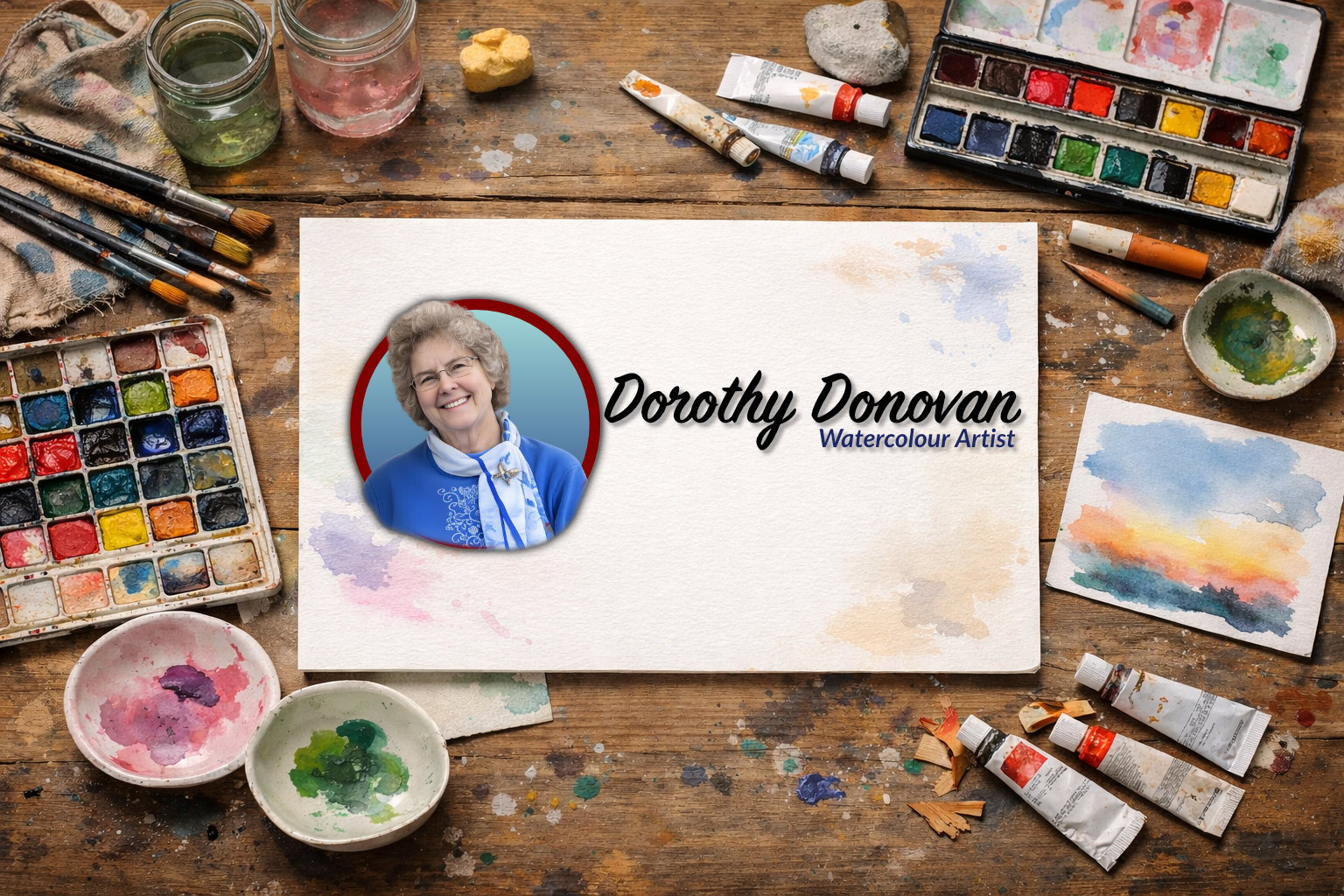 artist desk 1920 x 1080 with logo in middle